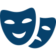 Piktogramm von zwei Theatermasken